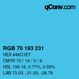 Farbcode: RGB 70 193 231 | qconv.com