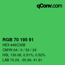 Farbcode: RGB 70 195 91 | qconv.com