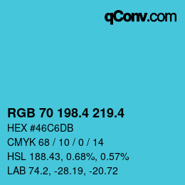 カラーコード: RGB 70 198.4 219.4 | qconv.com