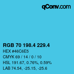 カラーコード: RGB 70 198.4 229.4 | qconv.com