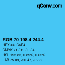 カラーコード: RGB 70 198.4 244.4 | qconv.com