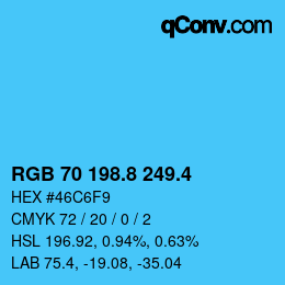 カラーコード: RGB 70 198.8 249.4 | qconv.com