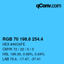 カラーコード: RGB 70 198.8 254.4 | qconv.com