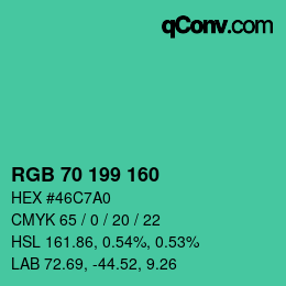 Color code: RGB 70 199 160 | qconv.com