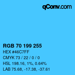 Color code: RGB 70 199 255 | qconv.com