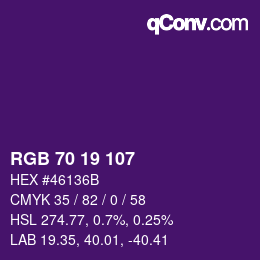 Color code: RGB 70 19 107 | qconv.com