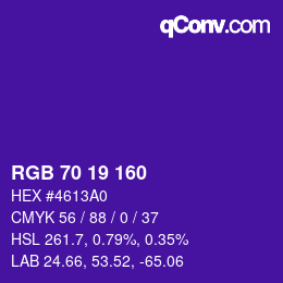 Color code: RGB 70 19 160 | qconv.com