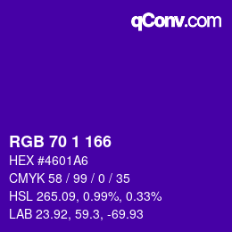 カラーコード: RGB 70 1 166 | qconv.com