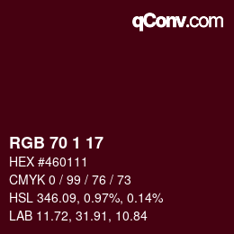 颜色代码: RGB 70 1 17 | qconv.com