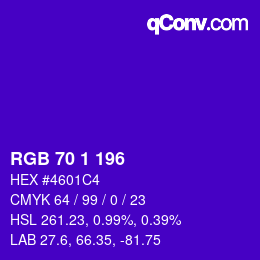 Color code: RGB 70 1 196 | qconv.com