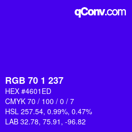 カラーコード: RGB 70 1 237 | qconv.com