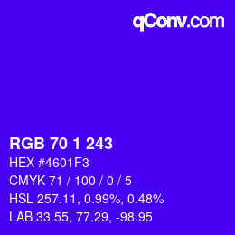 Color code: RGB 70 1 243 | qconv.com