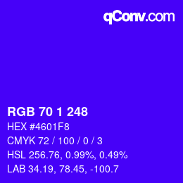 Color code: RGB 70 1 248 | qconv.com