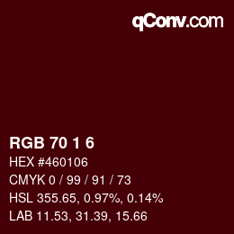 カラーコード: RGB 70 1 6 | qconv.com