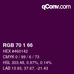 Color code: RGB 70 1 66 | qconv.com