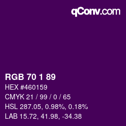 カラーコード: RGB 70 1 89 | qconv.com