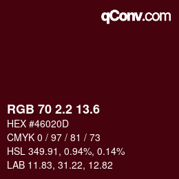 カラーコード: RGB 70 2.2 13.6 | qconv.com