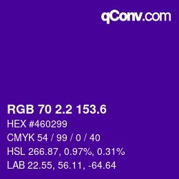 カラーコード: RGB 70 2.2 153.6 | qconv.com