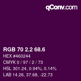 カラーコード: RGB 70 2.2 68.6 | qconv.com