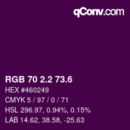 カラーコード: RGB 70 2.2 73.6 | qconv.com