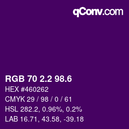 カラーコード: RGB 70 2.2 98.6 | qconv.com