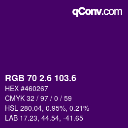 カラーコード: RGB 70 2.6 103.6 | qconv.com