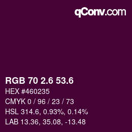 カラーコード: RGB 70 2.6 53.6 | qconv.com