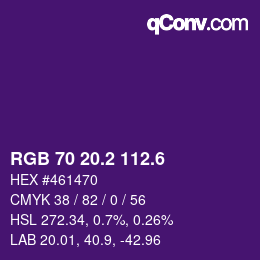カラーコード: RGB 70 20.2 112.6 | qconv.com