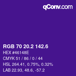 カラーコード: RGB 70 20.2 142.6 | qconv.com