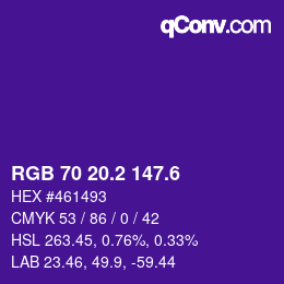 カラーコード: RGB 70 20.2 147.6 | qconv.com