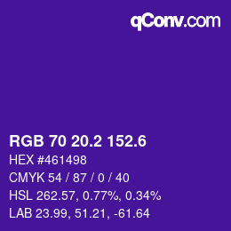 カラーコード: RGB 70 20.2 152.6 | qconv.com