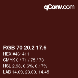カラーコード: RGB 70 20.2 17.6 | qconv.com