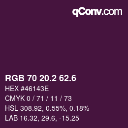 カラーコード: RGB 70 20.2 62.6 | qconv.com