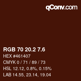 カラーコード: RGB 70 20.2 7.6 | qconv.com