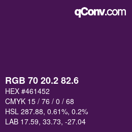 カラーコード: RGB 70 20.2 82.6 | qconv.com