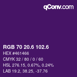 カラーコード: RGB 70 20.6 102.6 | qconv.com