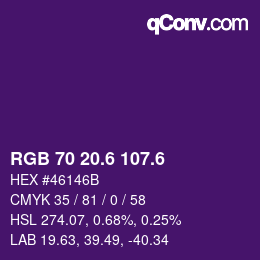 カラーコード: RGB 70 20.6 107.6 | qconv.com