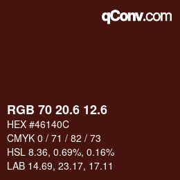 カラーコード: RGB 70 20.6 12.6 | qconv.com