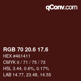 カラーコード: RGB 70 20.6 17.6 | qconv.com