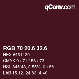 カラーコード: RGB 70 20.6 32.6 | qconv.com