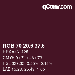 カラーコード: RGB 70 20.6 37.6 | qconv.com