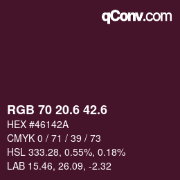 カラーコード: RGB 70 20.6 42.6 | qconv.com