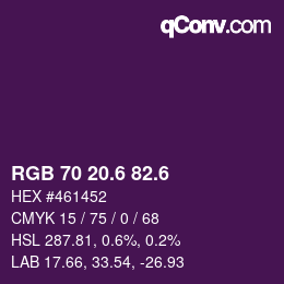 カラーコード: RGB 70 20.6 82.6 | qconv.com