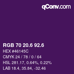 カラーコード: RGB 70 20.6 92.6 | qconv.com