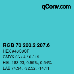 カラーコード: RGB 70 200.2 207.6 | qconv.com