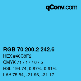 カラーコード: RGB 70 200.2 242.6 | qconv.com