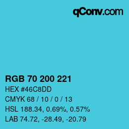Farbcode: RGB 70 200 221 | qconv.com