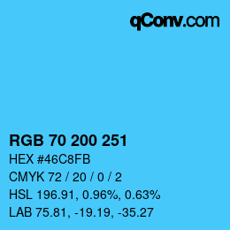 Color code: RGB 70 200 251 | qconv.com