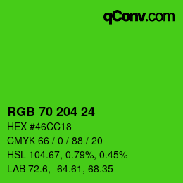 Color code: RGB 70 204 24 | qconv.com
