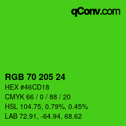 Color code: RGB 70 205 24 | qconv.com